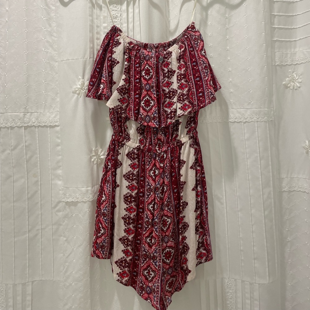 Billabong New Story Red Printed Strapless Romper - Picture 4 of 6